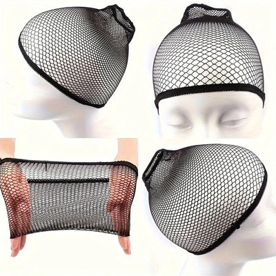 Black Open End Mesh Wig Caps – Long Weaving Caps, Pack of 6