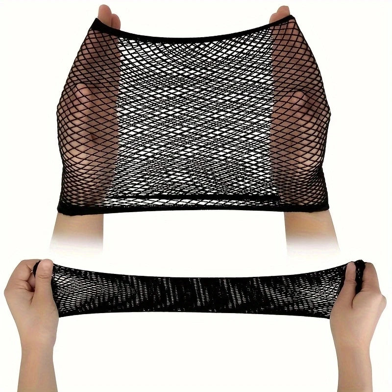 Black Open End Mesh Wig Caps – Long Weaving Caps, Pack of 6