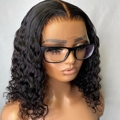 Glueless Curly Bob Deep Wave Lace Front Human Hair Wig