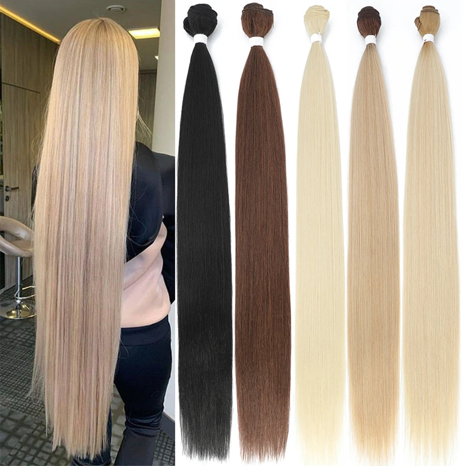 Bone Straight Hair Bundles – Natural & Synthetic Yaki Straight Extensions