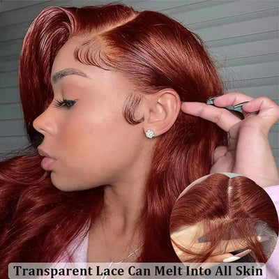 Pre Plucked Reddish Brown Body Wave Lace Frontal Human Hair Wig