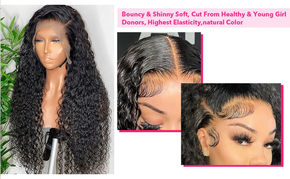 200% Density 13x6 Hd Transparent Loose Deep Wave Lace Frontal Wig Brazilian 40 46 Inch 13x4 360 Curly Lace Front Wigs For Women