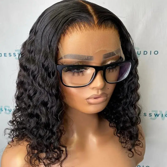 Glueless Curly Bob Deep Wave Lace Front Human Hair Wig