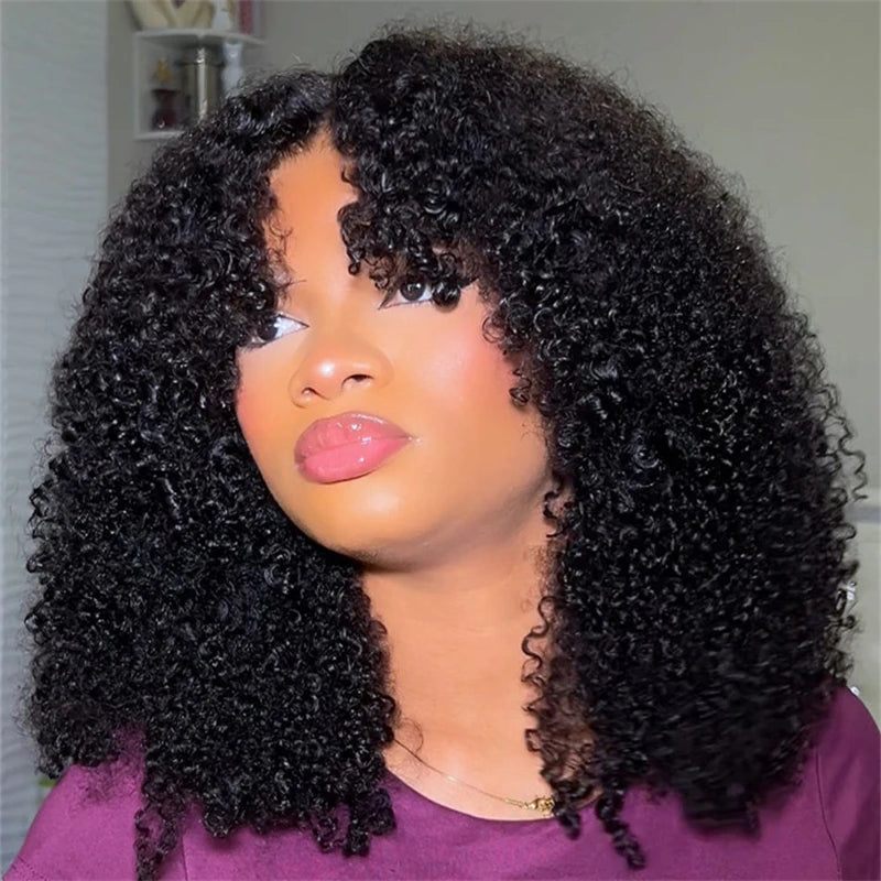 Afro Kinky Curly Flip Over 3 IN 1 Half Wig Human Hair