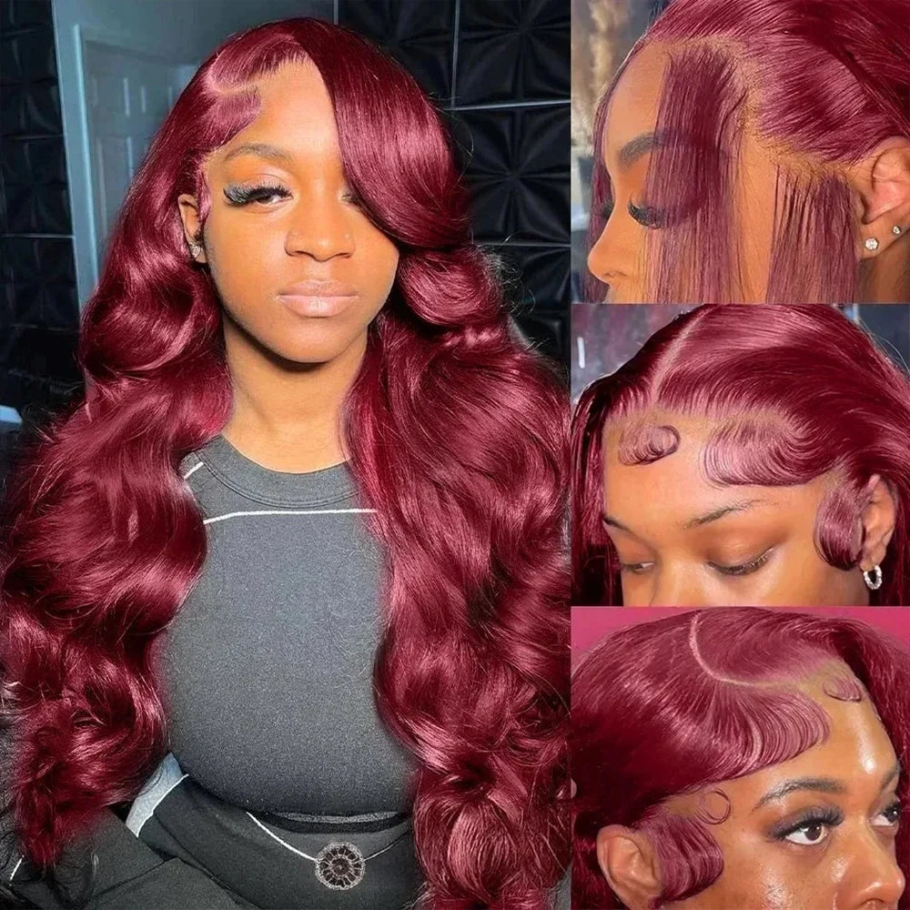 99J Burgundy Body Wave HD Lace Frontal Wig Human Hair