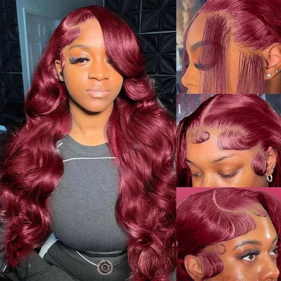 99J Burgundy Body Wave HD Lace Frontal Wig Human Hair