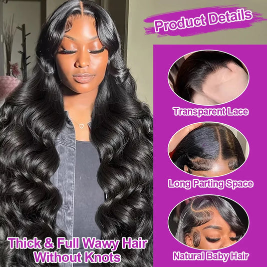 300% Density Body Wave Wig 13x4/13x6/7x5 HD Lace, 40-50 Inch