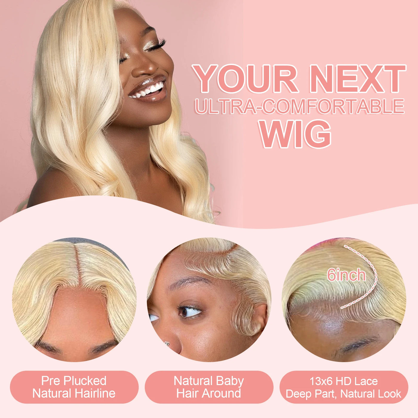 613 Honey Blonde Body Wave Wig HD Lace Front Human Hair Wig