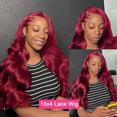 99J Burgundy Body Wave HD Lace Frontal Wig Human Hair
