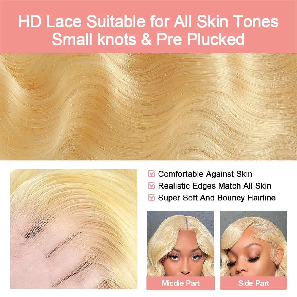 613 Honey Blonde Body Wave Wig HD Lace Front Human Hair Wig