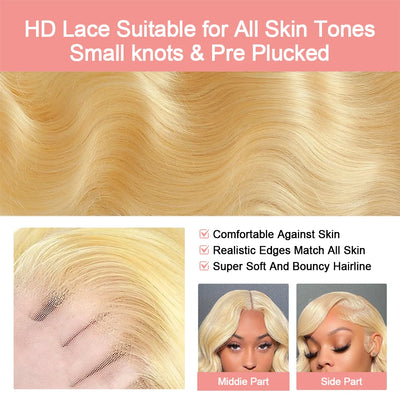 613 Honey Blonde Body Wave Wig HD Lace Front Human Hair Wig