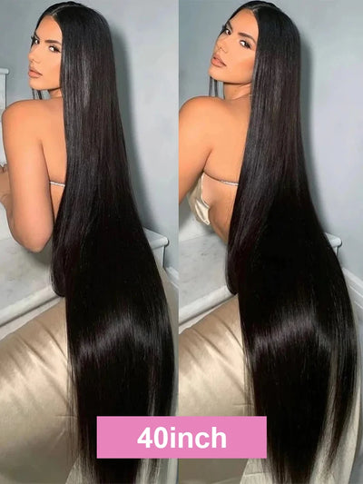 Extra Long Bone Straight Human Hair HD Lace Front Wig