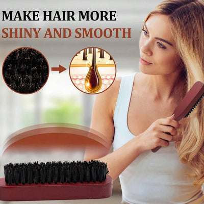 Anti-Frizz Scalp Massage Hairbrush – Premium Bristle with Wooden Handle