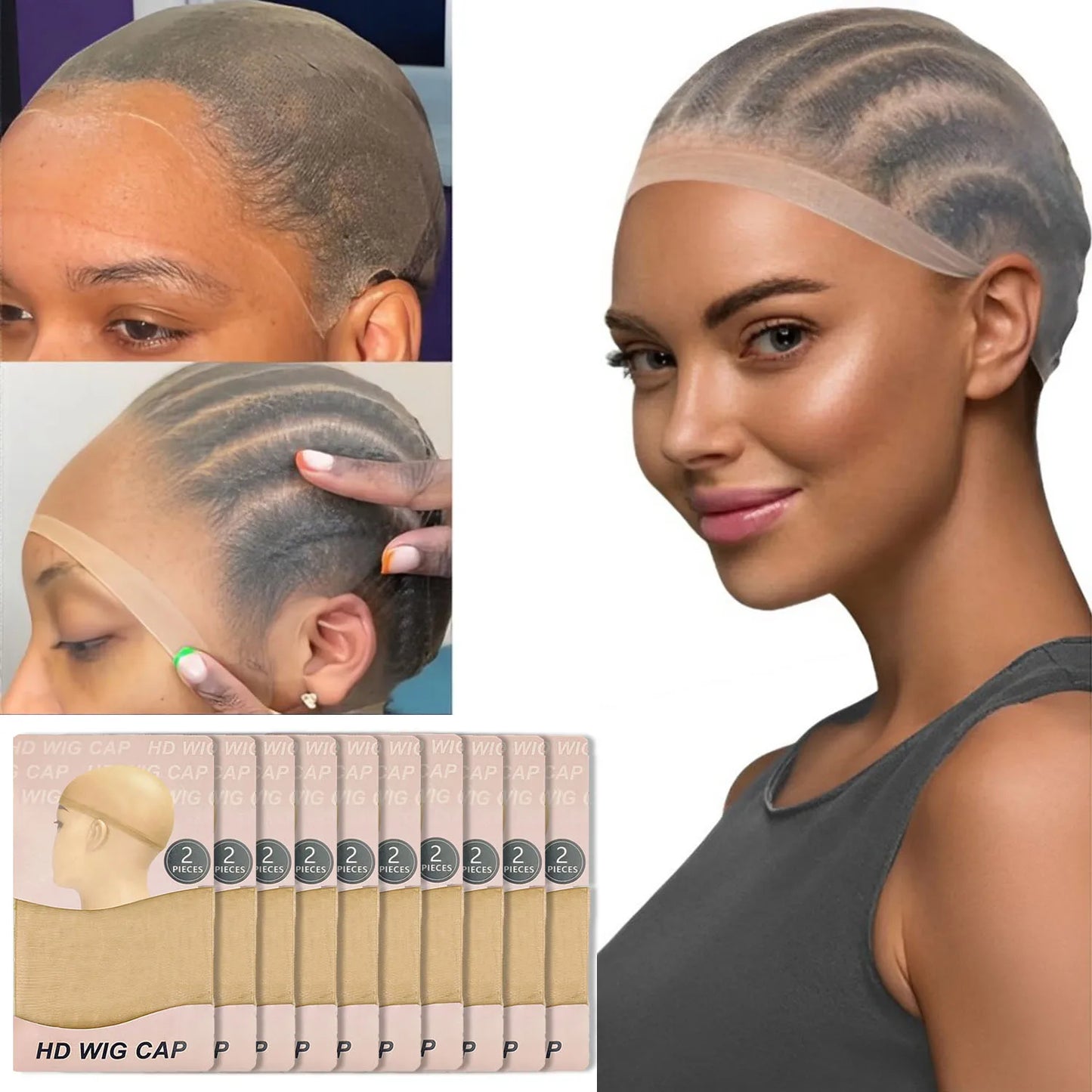 8-20 Pcs Nude Wig Caps – Thin, Transparent, High-Elastic, Breathable