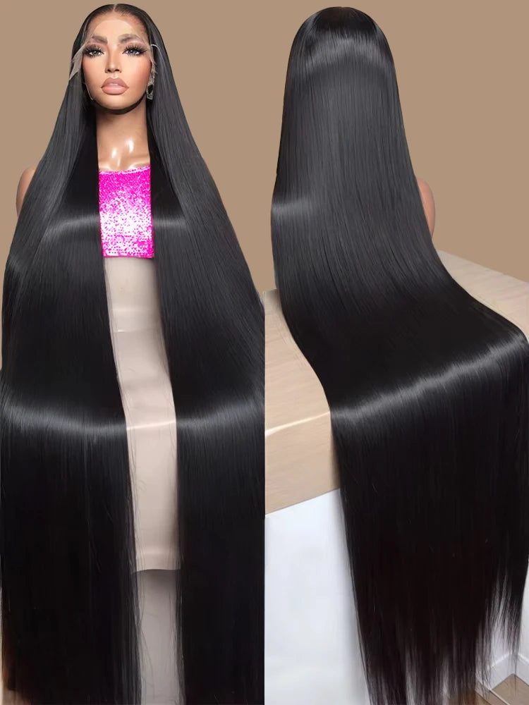 Extra Long Bone Straight Human Hair HD Lace Front Wig
