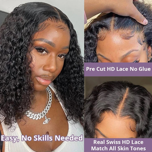 Ready to Go Glueless Curly Bob Wig Lace Front Human Hair Wig