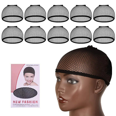 Black Open End Mesh Wig Caps – Long Weaving Caps, Pack of 6
