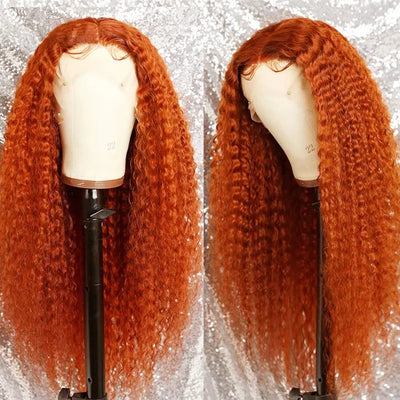 Pre-plucked Orange Deep Water Wave HD Lace Front Wig