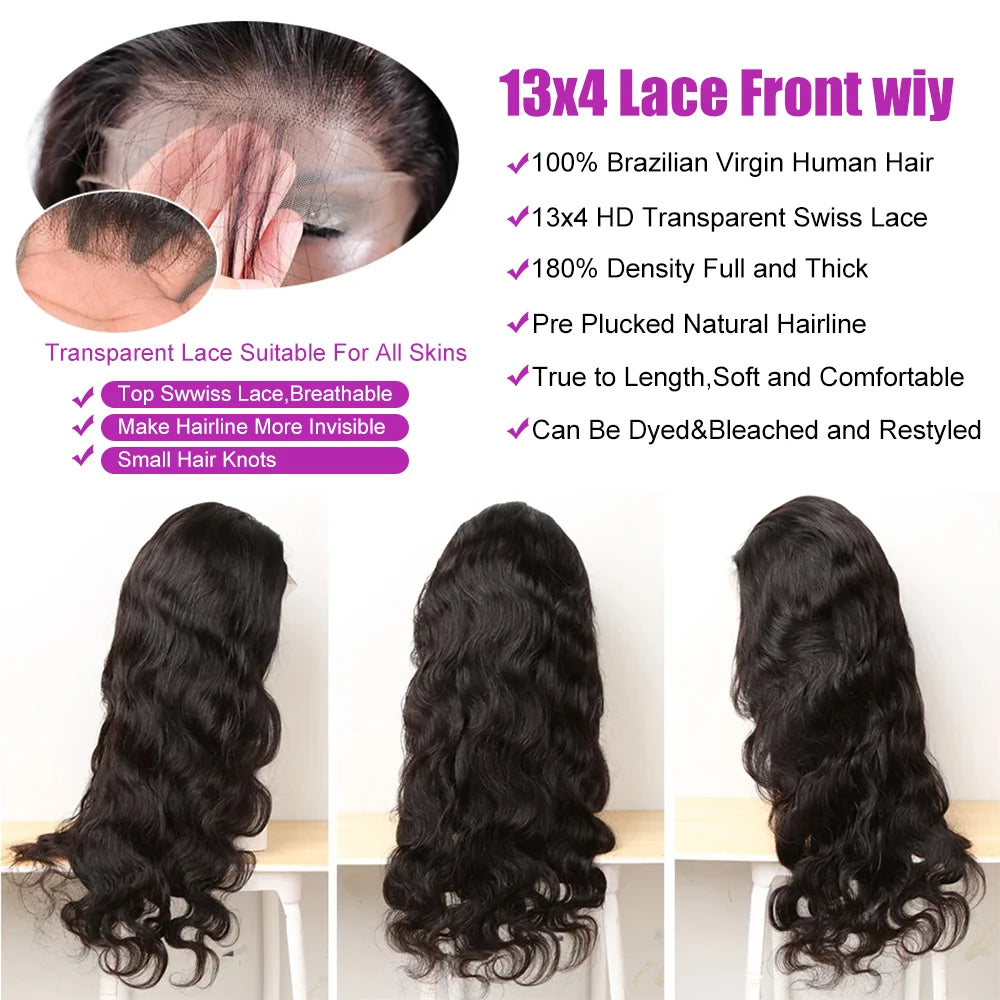 300% Density Body Wave Wig 13x4/13x6/7x5 HD Lace, 40-50 Inch