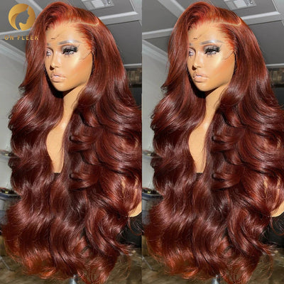 Pre Plucked Reddish Brown Body Wave Lace Frontal Human Hair Wig