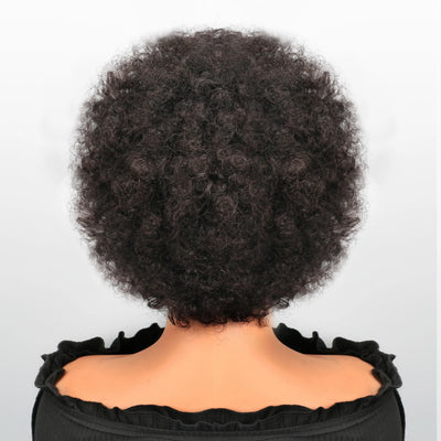 Braided Afro Puff Wig – 13x4 Lace Front, Afro Kinky Curly Human Hair