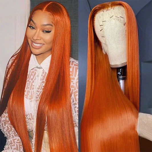 Kathy's Ginger Orange Straight Brazilian Human Hair Wig