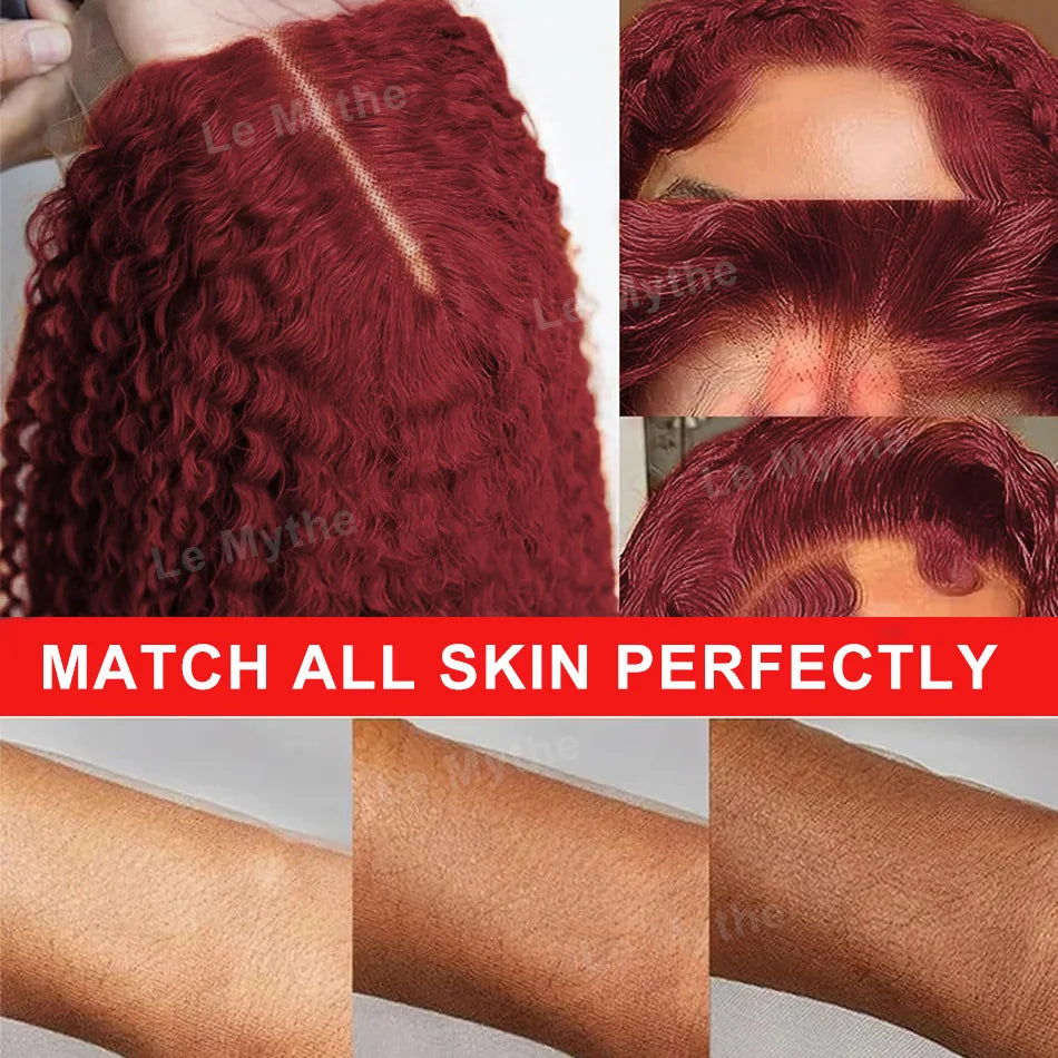 Burgundy Deep Wave Wig – 13x4/13x6 HD Lace Front, 100% Human Hair