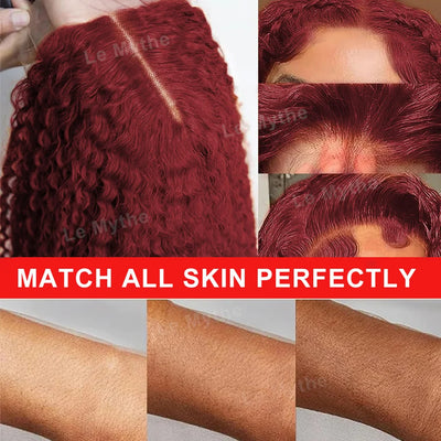 Burgundy Deep Wave Wig – 13x4/13x6 HD Lace Front, 100% Human Hair
