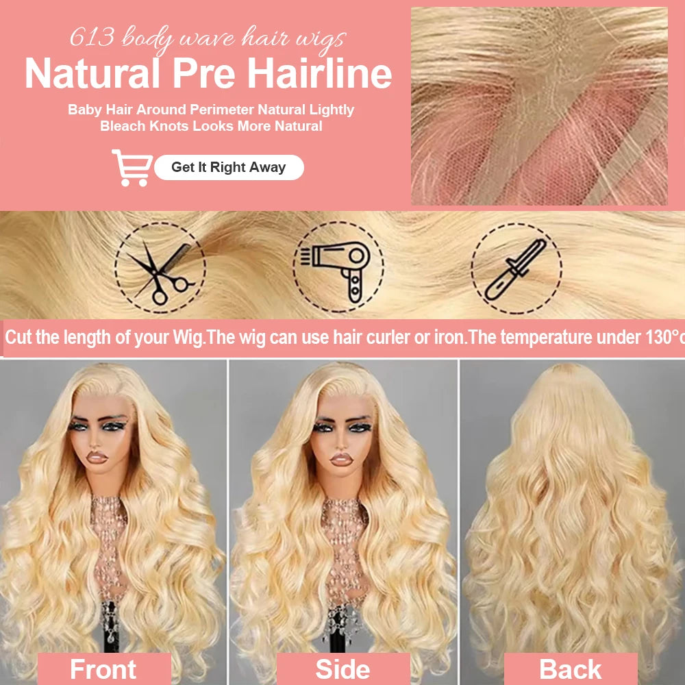 613 Honey Blonde Body Wave Wig HD Lace Front Human Hair Wig