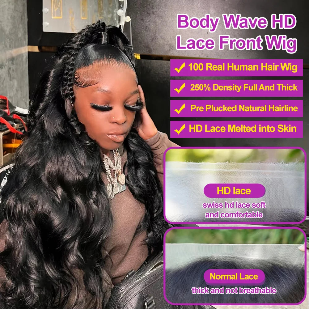 300% Density Body Wave Wig 13x4/13x6/7x5 HD Lace, 40-50 Inch