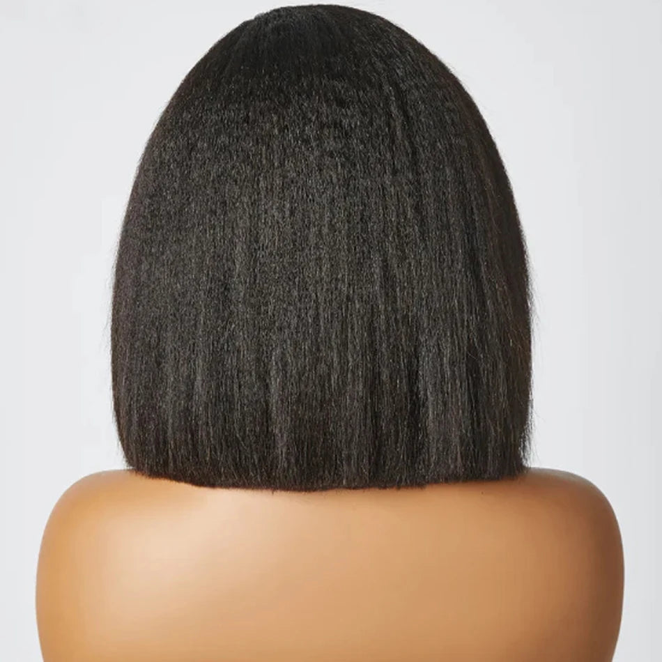Kinky Straight Glueless Human Hair  Bob Wigs