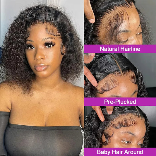 Deep Wave Curly Bob Wig – 250% Density Glueless Human Hair