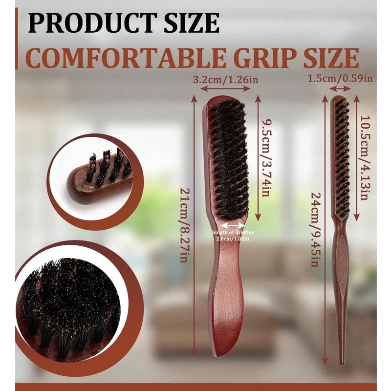 Anti-Frizz Scalp Massage Hairbrush – Premium Bristle with Wooden Handle