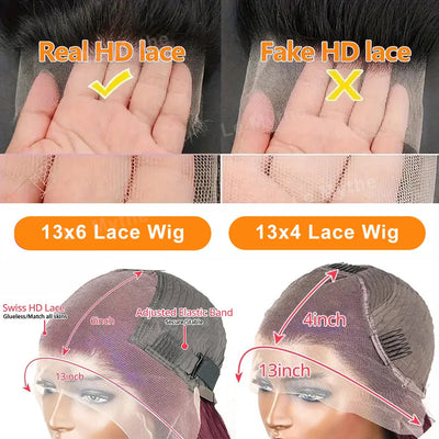 Burgundy Deep Wave Wig – 13x4/13x6 HD Lace Front, 100% Human Hair