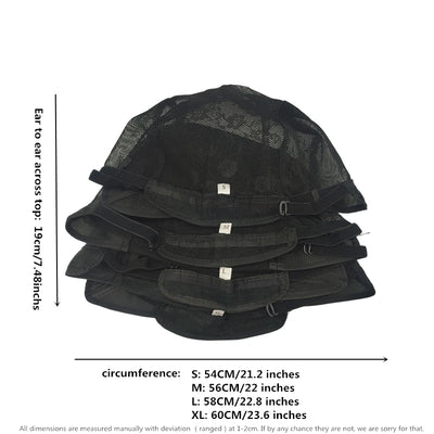 Adjustable Double Lace Wig Cap – Black, Beige & Brown Options