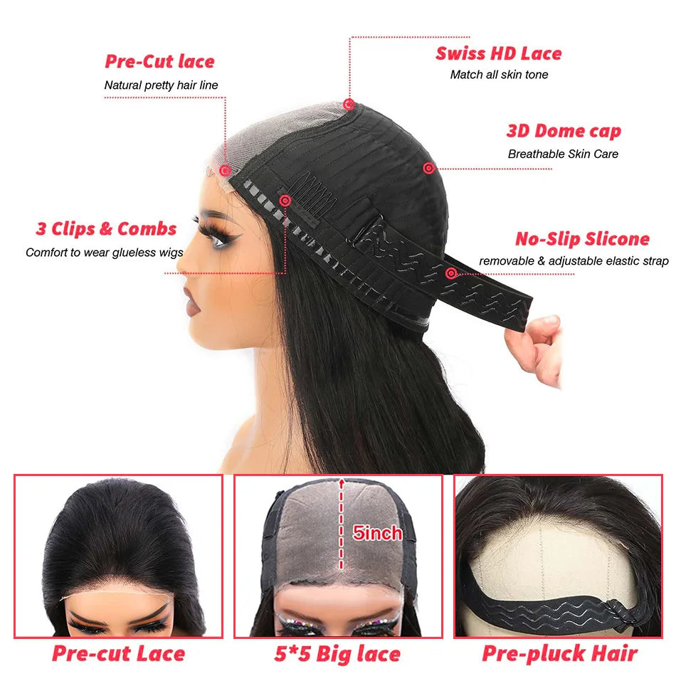 Brazilian Body Wave Wig – Wear & Go, 13x4/5x5/13x6 HD Lace, 100% Human Hair