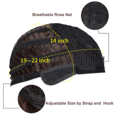 Wavy Synthetic Bob Wig with Bangs – Natural Brown Curly Wig for Women