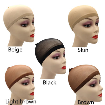 2pcs Stocking Wig Caps – Black & Brown Stretch Mesh Hair Nets
