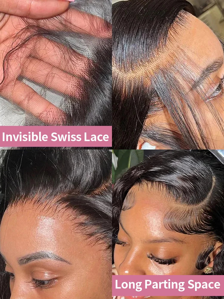 Extra Long Bone Straight Human Hair HD Lace Front Wig