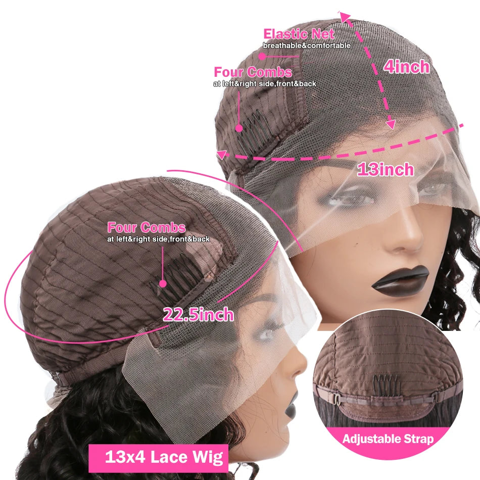 Pre Plucked 12A Kinky Curly Human Hair Wig With Baby Hair Lace Frontal  Bob Wig