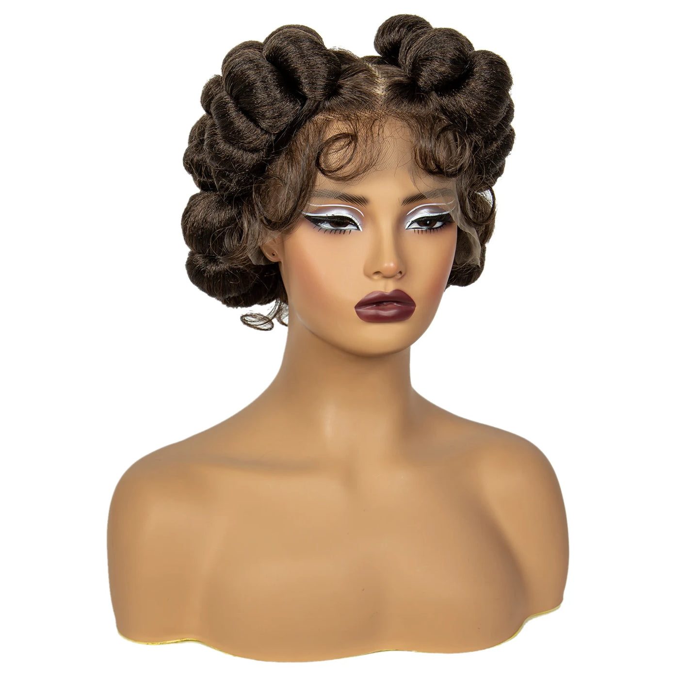 Natural Color 6" Full Lace Braided Wig – Knotless Bantu Braids, Handmade