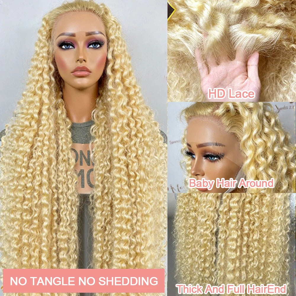 Loose Deep Wave Wig – 613 Honey Blonde, Transparent Lace Frontal Virgin Human Hair