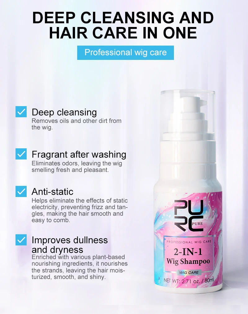 PURC 2-IN-1 Sulfate-Free Wig Shampoo – For Synthetic & Human Hair