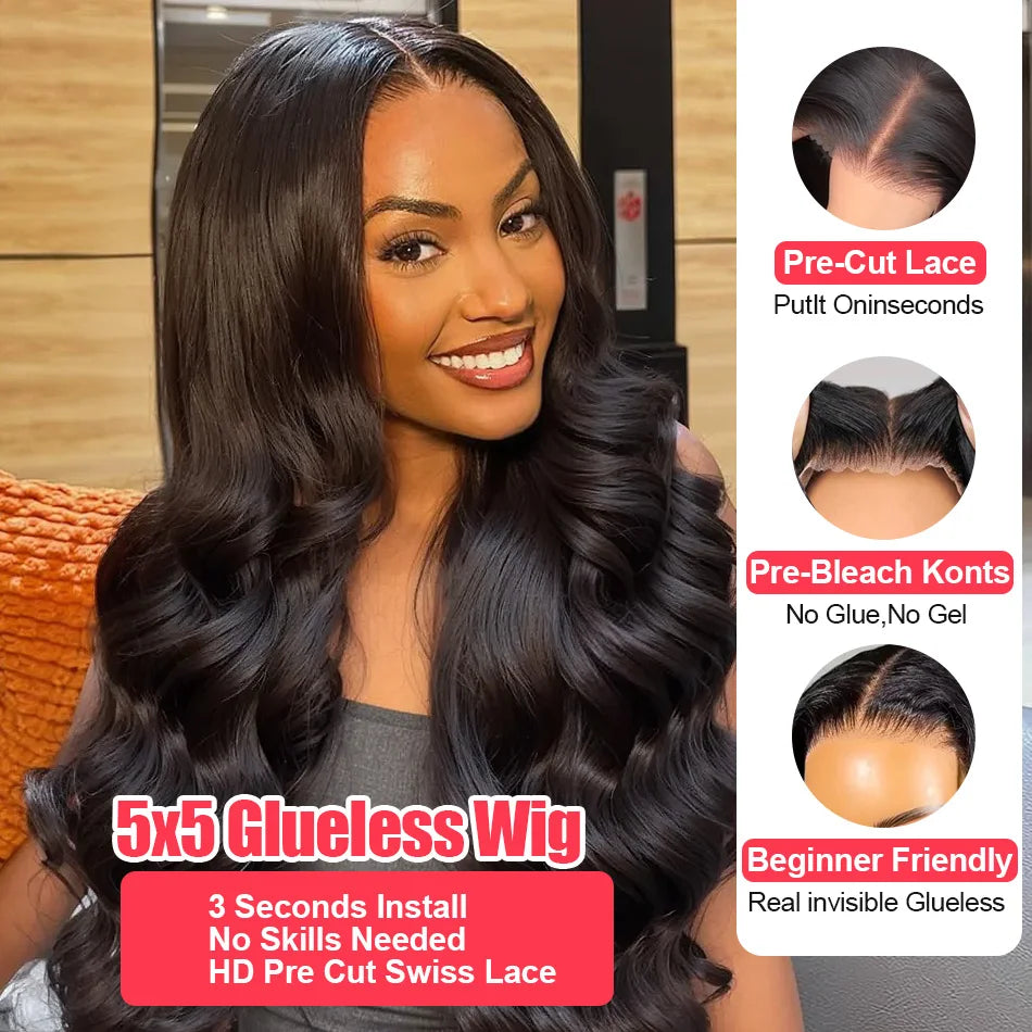 Brazilian Body Wave Wig – Wear & Go, 13x4/5x5/13x6 HD Lace, 100% Human Hair