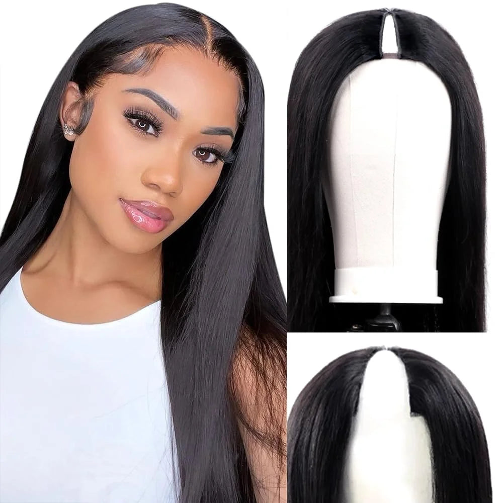 V Part Straight Wig - Brazilian Remy Human Hair Wig