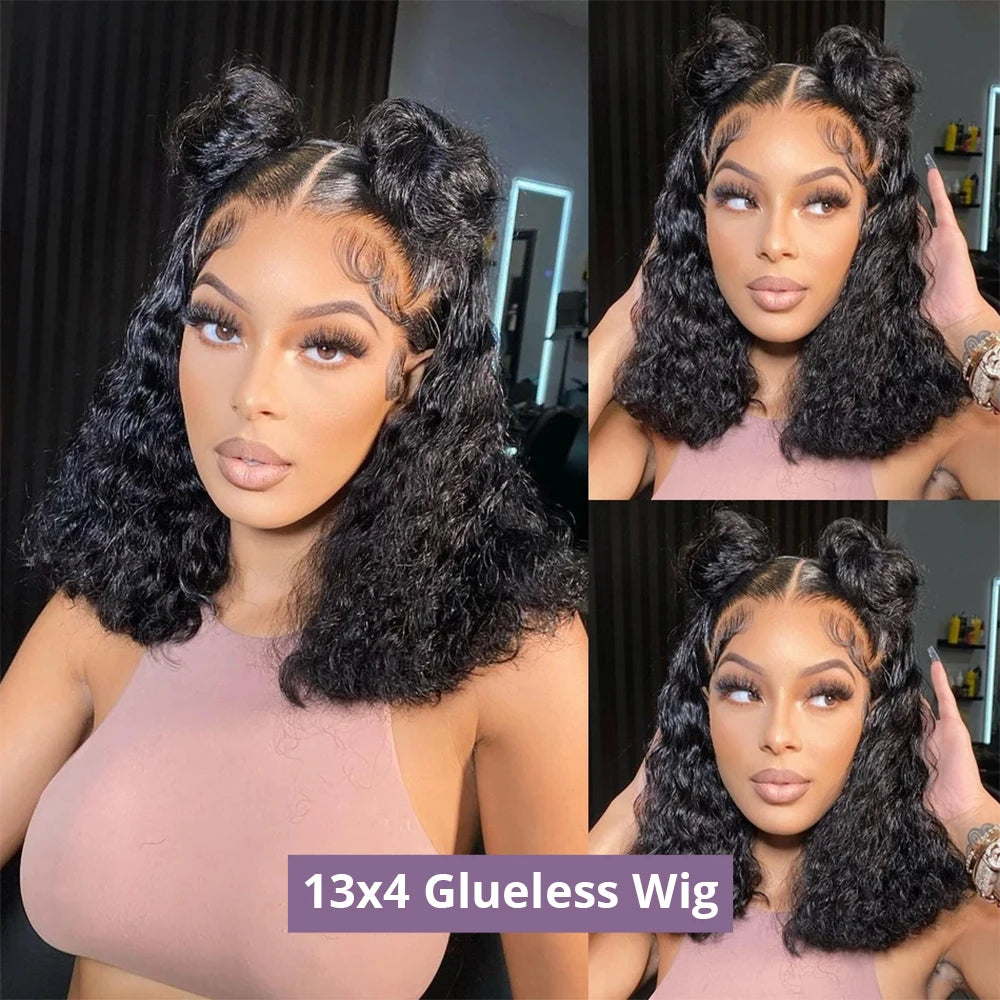 Glueless Curly Bob Deep Wave Lace Front Human Hair Wig