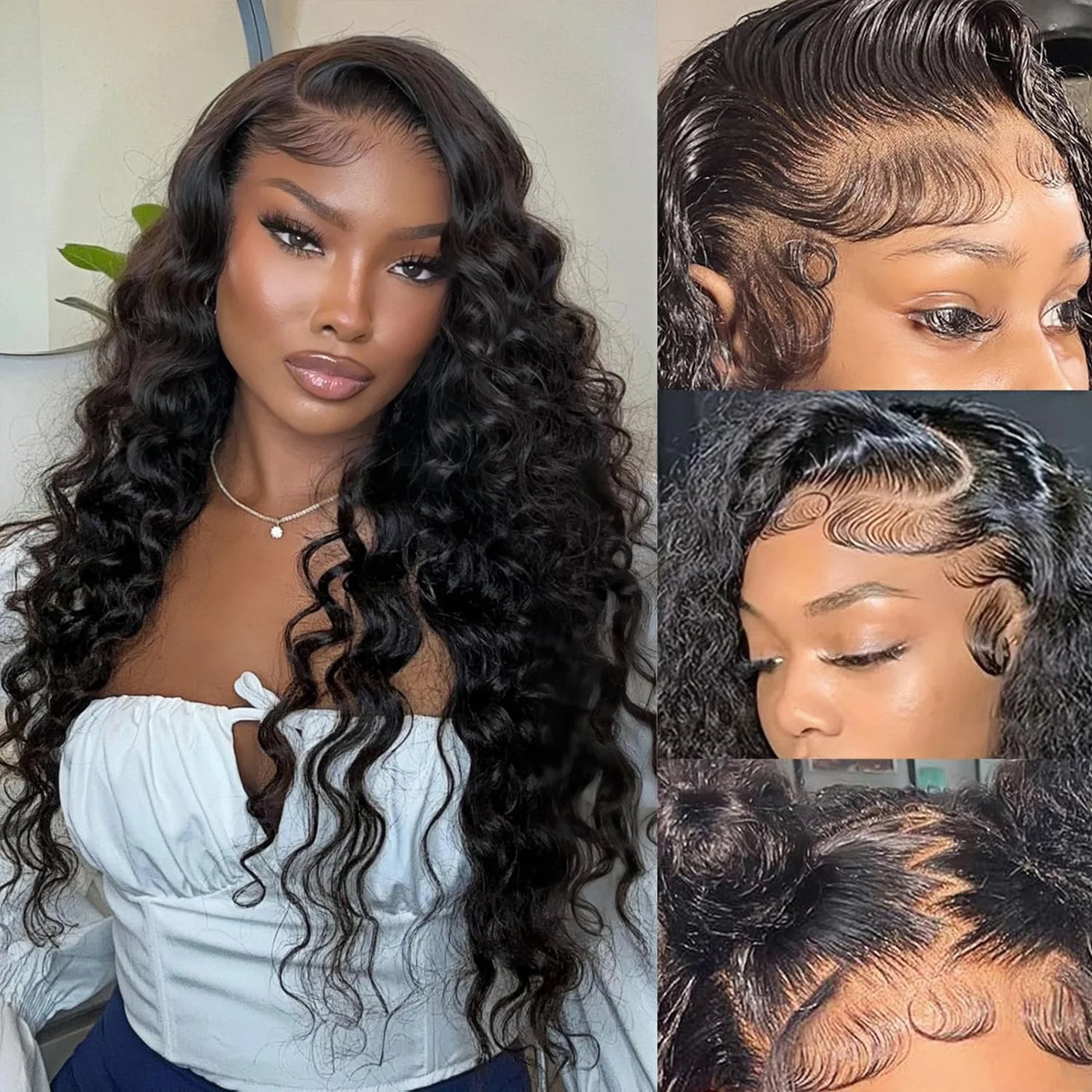 Human Hair Loose Wave Wig – 13x6 HD Lace Front, Water Wave, Curly
