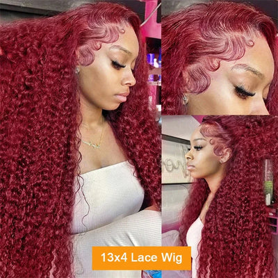 99J Burgundy Deep Water Wave HD Lace Front Human Hair Wig