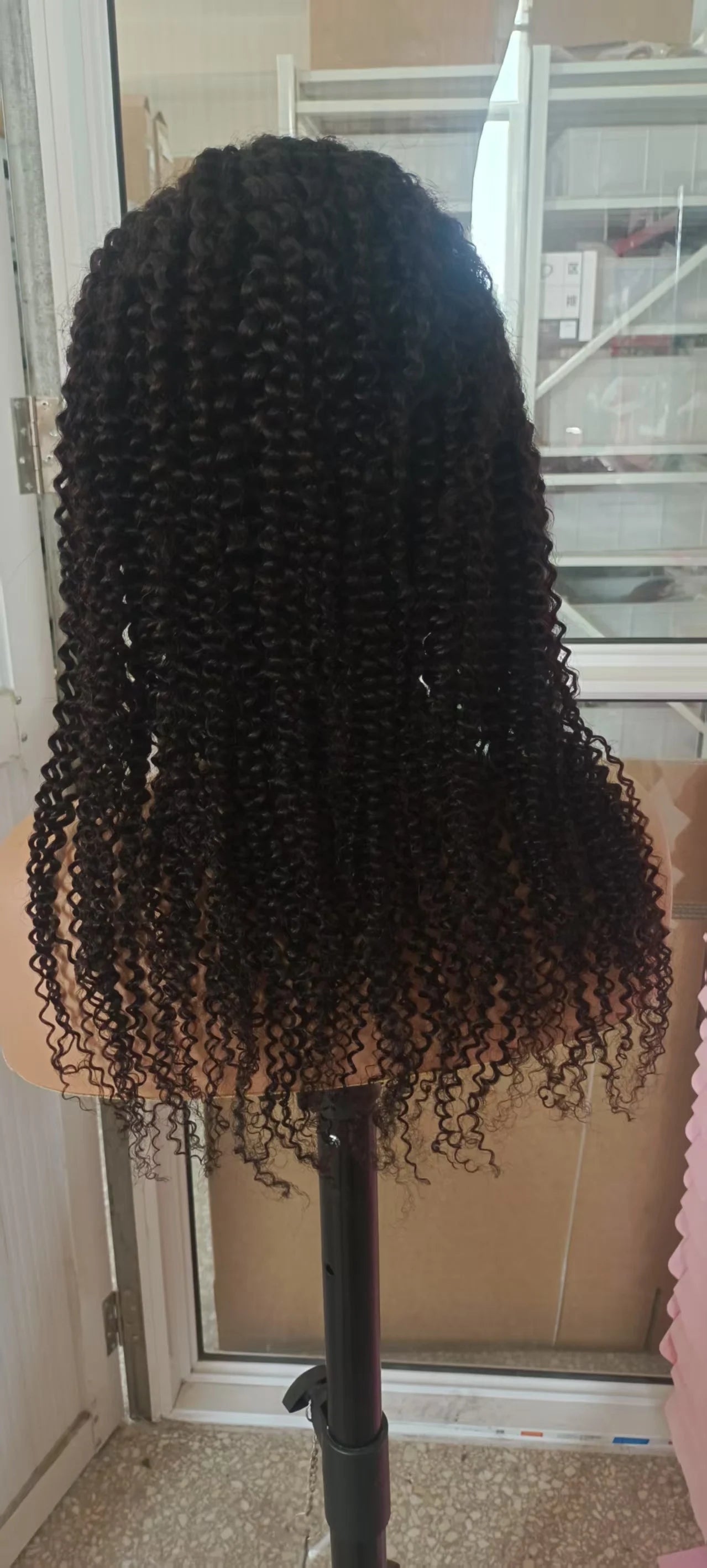 None Lace Front Kinky Curly Headband Wigs - human hair