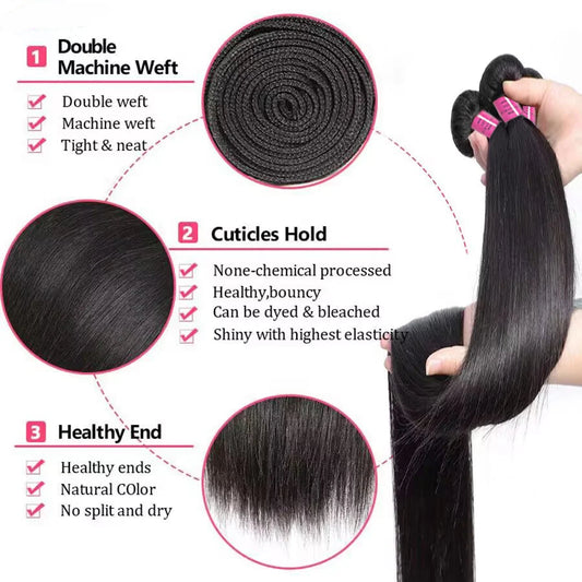 Brazilian Straight Hair Bundles – 10A Raw Human Hair